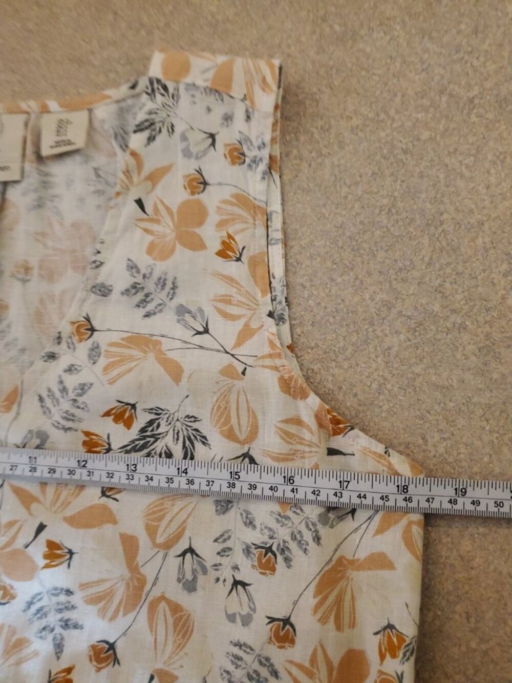 Joie 100% Linen Tiered Floral Orange/Coral Dress V-Neck Boho Beach Vaca Sz S - Picture 10 of 15